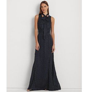 LAUREN RALPH LAUREN Women's Polka-Dot Metallic Chiffon Gown | Size 0 | NWT
